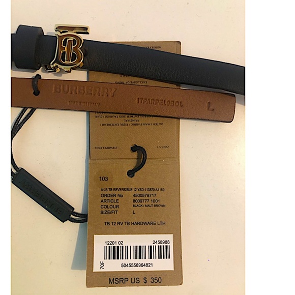 Monogram Motif Reversible Leather Belt Burberry - Picture 12 of 13